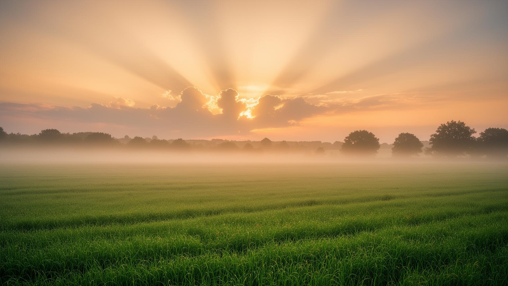 Paisagem serena ao amanhecer